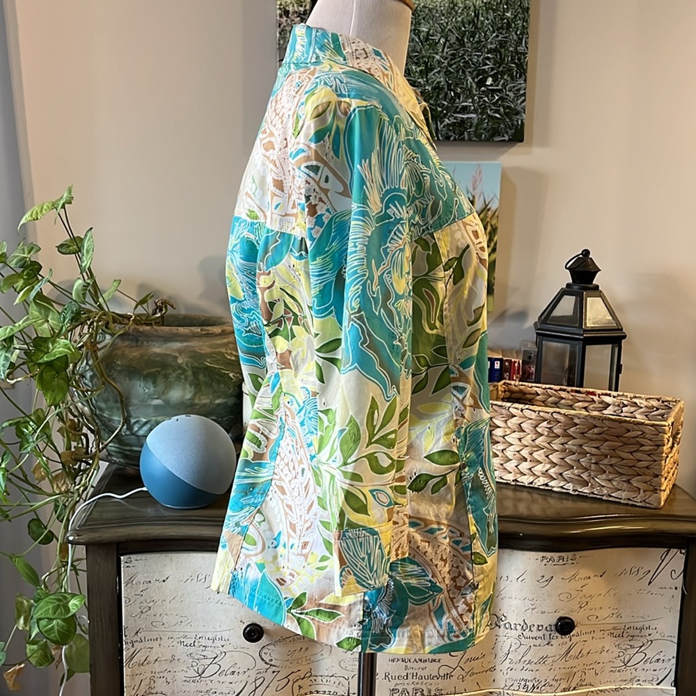 Allison Daley Patchwork Button Down Eyelet Shacke… - image 6